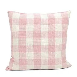 Kuddfodral - Isela check cotton cushion cover (cream/rosa)