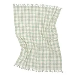 Filtar - Isela check cotton throw (cream/ljusgrön)