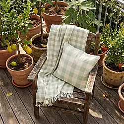 Filtar - Isela check cotton throw (cream/ljusgrön)