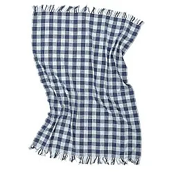Filtar - Isela check cotton throw (navy/ljusblå)