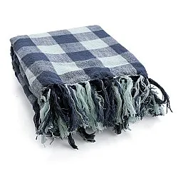 Filtar - Isela check cotton throw (navy/ljusblå)