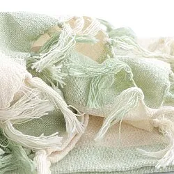 Filtar - Kora stripe cotton throw (cream/ljusgrön)