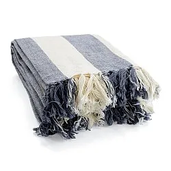Filtar - Kora stripe cotton throw (cream/navy)