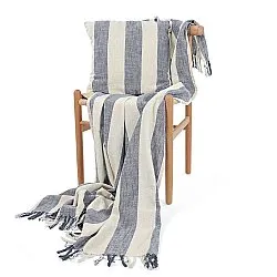 Filtar - Kora stripe cotton throw (cream/navy)