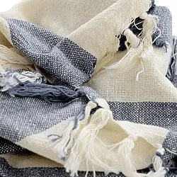 Filtar - Kora stripe cotton throw (cream/navy)