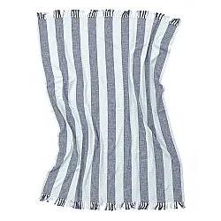 Filtar - Kora stripe cotton throw (navy/ljusblå)