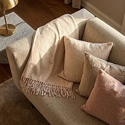 Kuddfodral - Rumi stripe cotton cushion cover (cream/rosa/ljusblå)