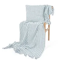 Kuddfodral - Rumi stripe cotton cushion cover (ljusblå/navy/cream)