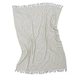 Filtar - Rumi stripe cotton throw (cream/navy/ljusgrön)