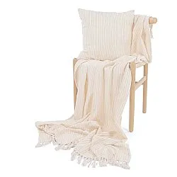 Filtar - Rumi stripe cotton throw (cream/rosa/ljusblå)