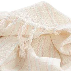 Filtar - Rumi stripe cotton throw (cream/rosa/ljusblå)