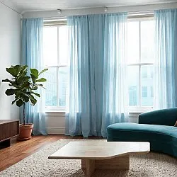 Gardiner 2-Pack - Linnemixgardin Lumira (ljusblå)