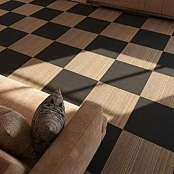 Koberec - Almeria Textilné dlaždice 24 ks. (hnedé nepravidelné pruhy)