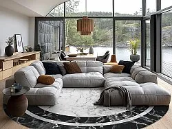 Kruhový koberec - Amaliada (čierna/biela)