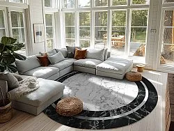 Kruhový koberec - Amaliada (čierna/biela)