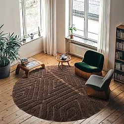 Kruhový koberec - Amberley Natural Cotton Shaggy (hnedá)