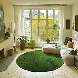 Kruhový koberec - Amberley Natural Cotton Shaggy (zelená)