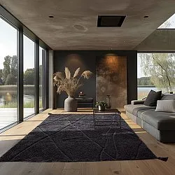 Koberce s dlhým vlasom - Andrea Natural Cotton Shaggy (čierna)