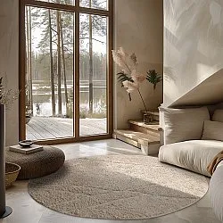 Kolo koberce - Andrea Natural Cotton Shaggy (béžová)