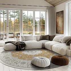 Kruhový koberec - Arabella (okrová)