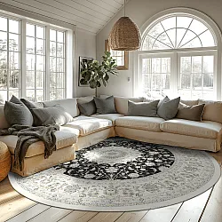 Kruhový koberec - Arabella (čierny)