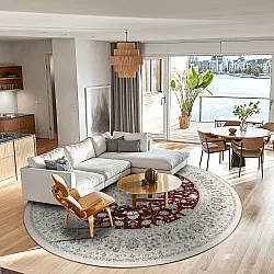 Kruhový koberec - Arabella (bordó)