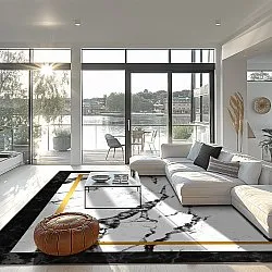 Koberec Wilton - Avola (čierna/biela/zlatá)