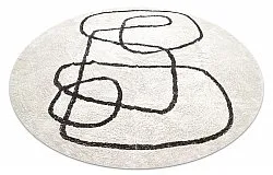 Kolo koberce - Bavello Natural Cotton Shaggy (offwhite/preto)