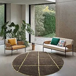 Kolo koberce - Bellevue Natural Cotton Shaggy (hnedá/žltá)