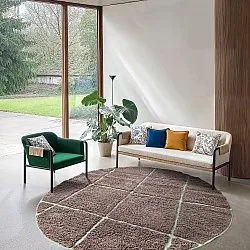 Kolo koberce - Bellevue Natural Cotton Shaggy (taupe/zelená)