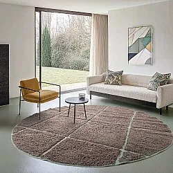 Kolo koberce - Bellevue Natural Cotton Shaggy (taupe/zelená)