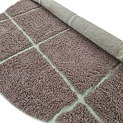 Kolo koberce - Bellevue Natural Cotton Shaggy (taupe/zelená)