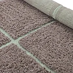 Kolo koberce - Bellevue Natural Cotton Shaggy (taupe/zelená)