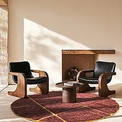 Kolo koberce - Bellevue Natural Cotton Shaggy (červená/oranžová)