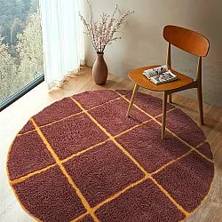 Kolo koberce - Bellevue Natural Cotton Shaggy (červená/oranžová)