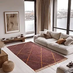 Koberce s dlhým vlasom - Bellevue Natural Cotton Shaggy (červená/oranžová)