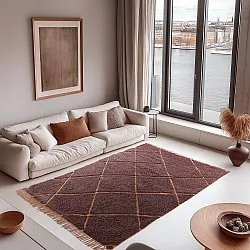 Koberce s dlhým vlasom - Bellevue Natural Cotton Shaggy (červená/oranžová)
