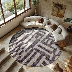 Kruhový koberec - Bergamo Natural Cotton Shaggy (šedá/biela)