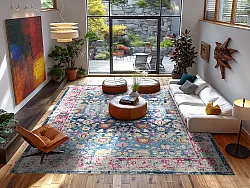 Koberec Wilton - Bouhjar (modrá/růžová/multicolor)