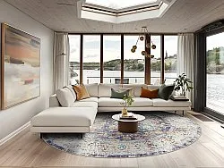 Kruhový koberec - Bouhjar (modrý/multicolor)