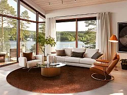 Koberec okrúhly - Bovera (hnedá/červená)