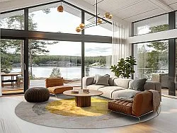 Kruhový koberec - Budoni (šedá/bežová/žltá)