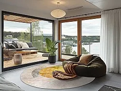 Kruhový koberec - Budoni (šedá/bežová/žltá)