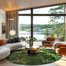 Kruhový koberec - Cantoria (bežová/zelená)