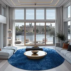 Kruhový koberec - Cargese (modrý)