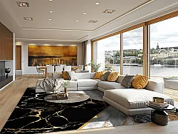 Koberec Wilton - Cassa (šedá/čierna/zlatá)