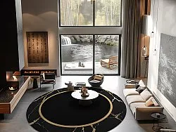 Kruhový koberec - Cerasia (čierna/zlatá)