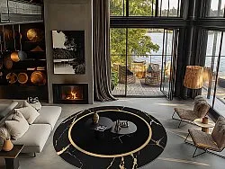 Kruhový koberec - Cerasia (čierna/zlatá)