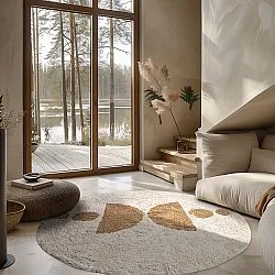 Kolo koberce - Cervia Natural Cotton Shaggy (béžový)