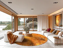 Kruhový koberec - Cesano (oranžový)